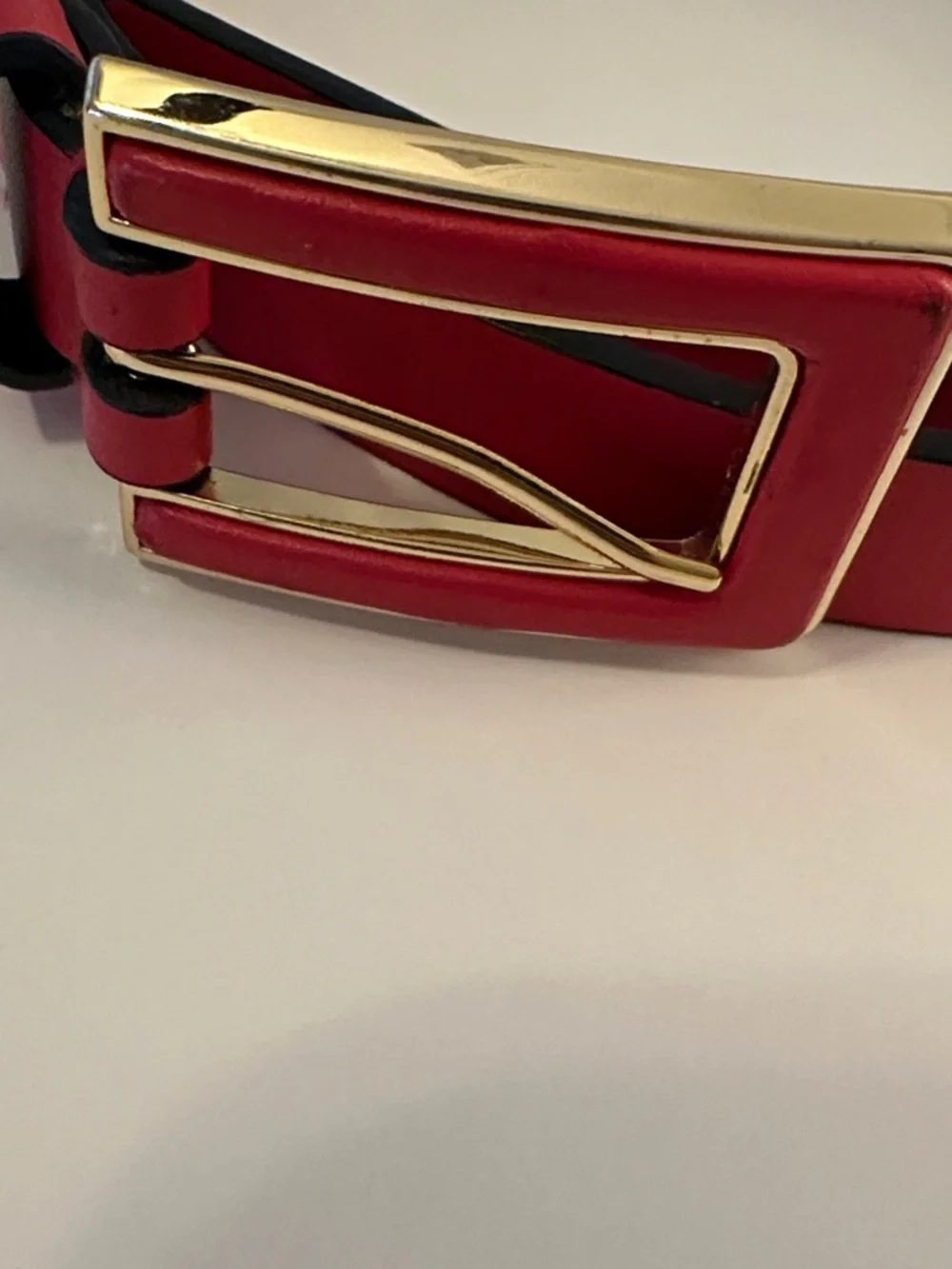 Kate Spade New York In The Loop Red Genuine Leather Bow Belt - Size Small